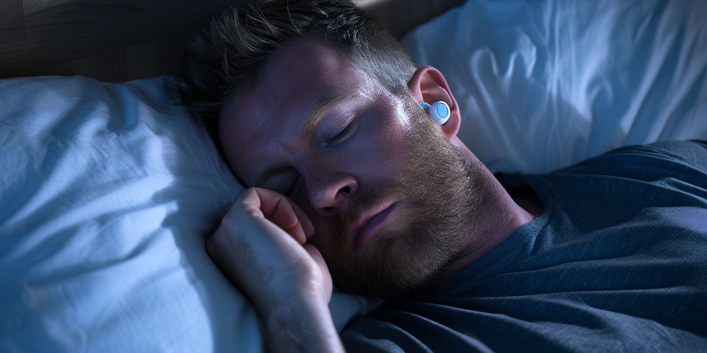 Man sleeping with noise-canceling earbuds | Source: AmoMama
