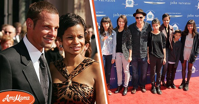 [Left] Actor Justin Chambers and his wife Keisha Chambers at an event; [Right] Maya Chambers, Kaila Chambers, Eva Chambers, Isabella Chambers, Keisha Chambers, Jackson Chambers and Justin Chambers on the red carpet | Source: Getty Images| Source: Getty Images