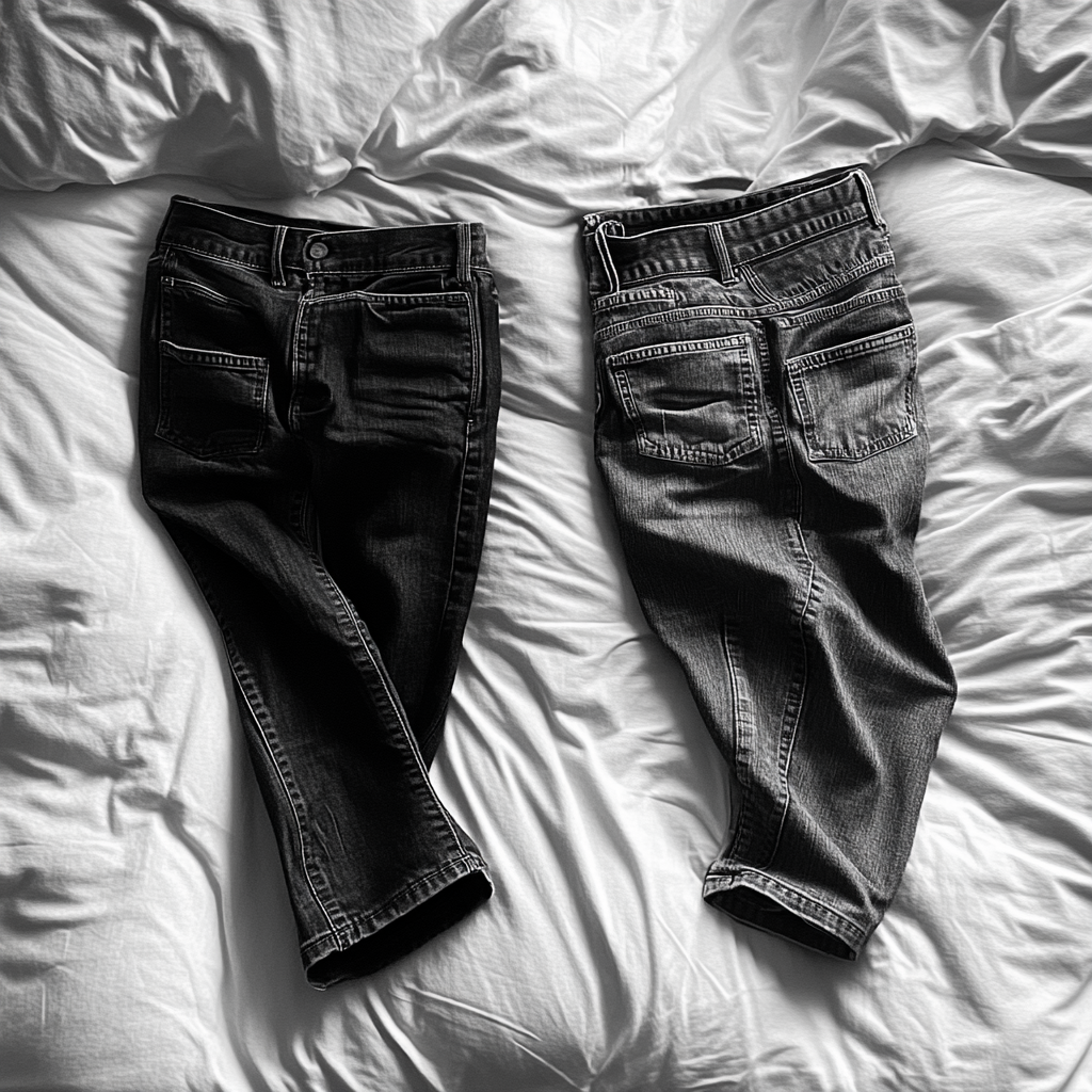 Male jeans on a hotel bed | Source: Midjourney