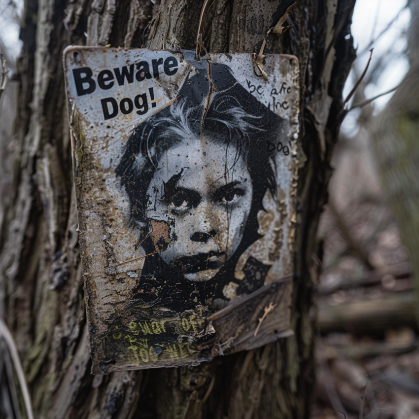 Poster taped to the old oak tree with Dannys face and 