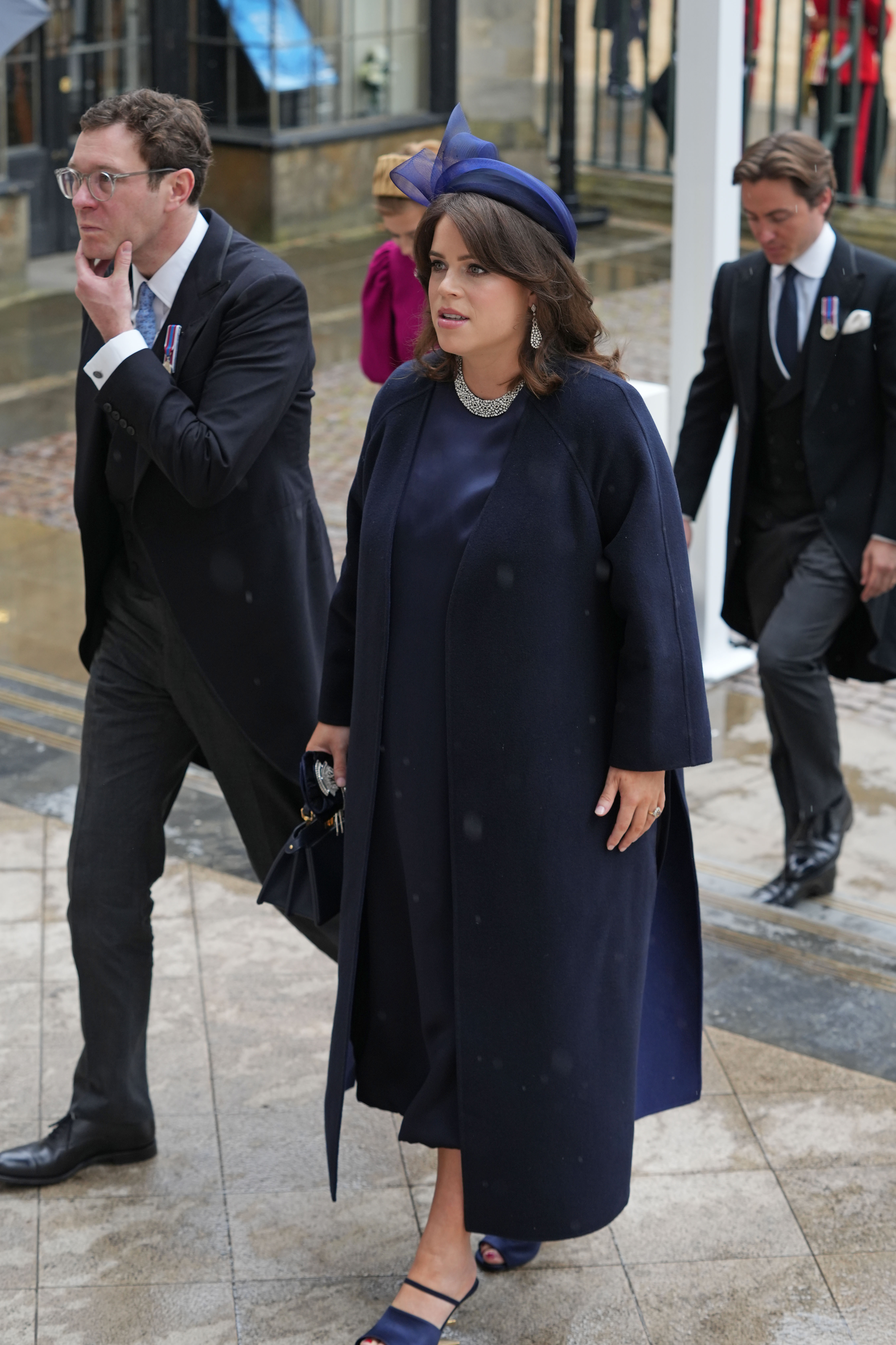 Jack Brooksbank and wife Princess Eugenie arrive ahead of the Coronation of King Charles III and Queen Camilla on May 6, 2023 in London, England. | Source: Getty Images