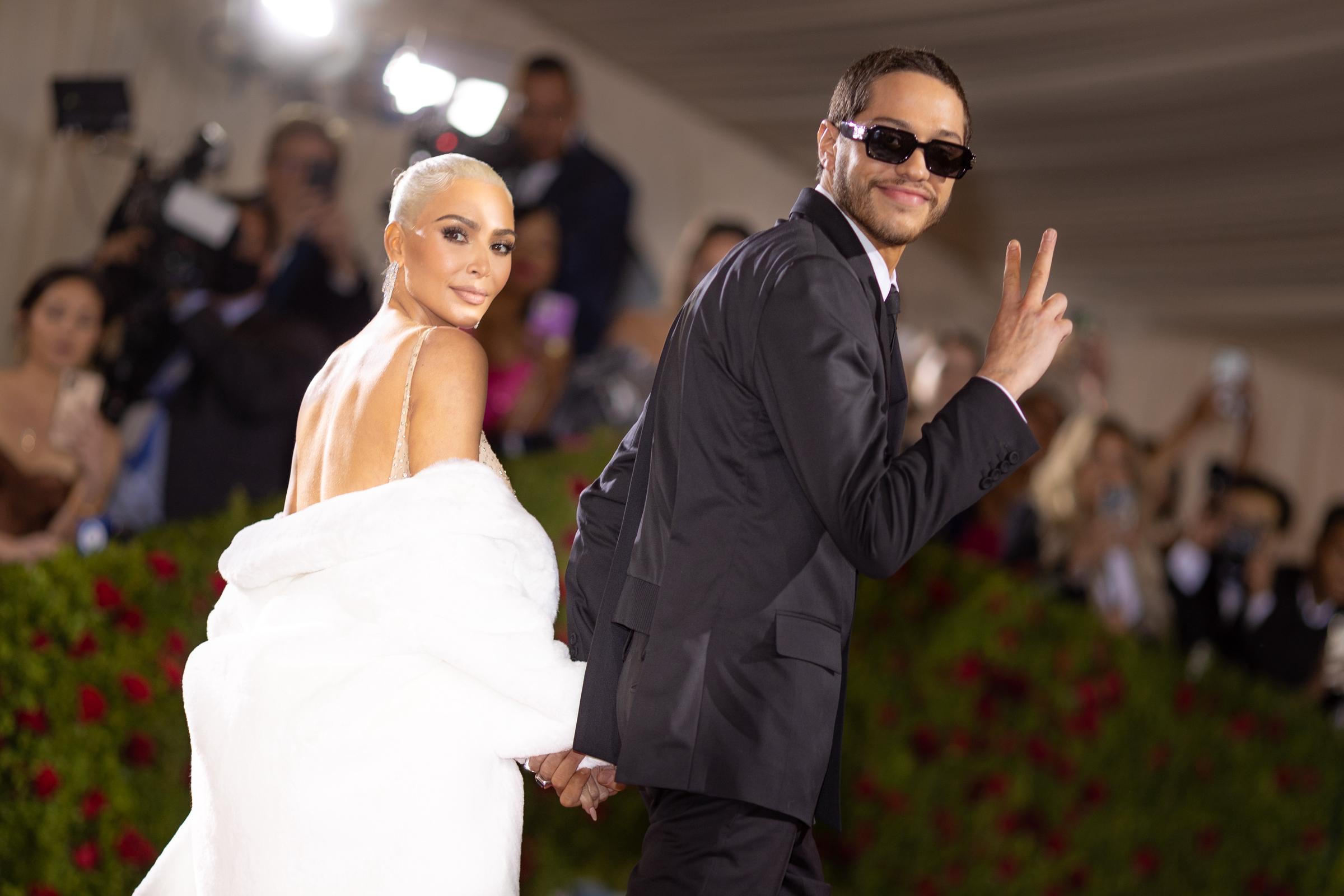 Pete Davidson wears Dior and Kim Kardashian wears Marilyn Monroe's Jean Louis designed gown at the 2022 Met Gala celebrating In America: An Anthology of Fashion held at The Metropolitan Museum of Art on May 2, 2022 in New York City. | Source: Getty Images