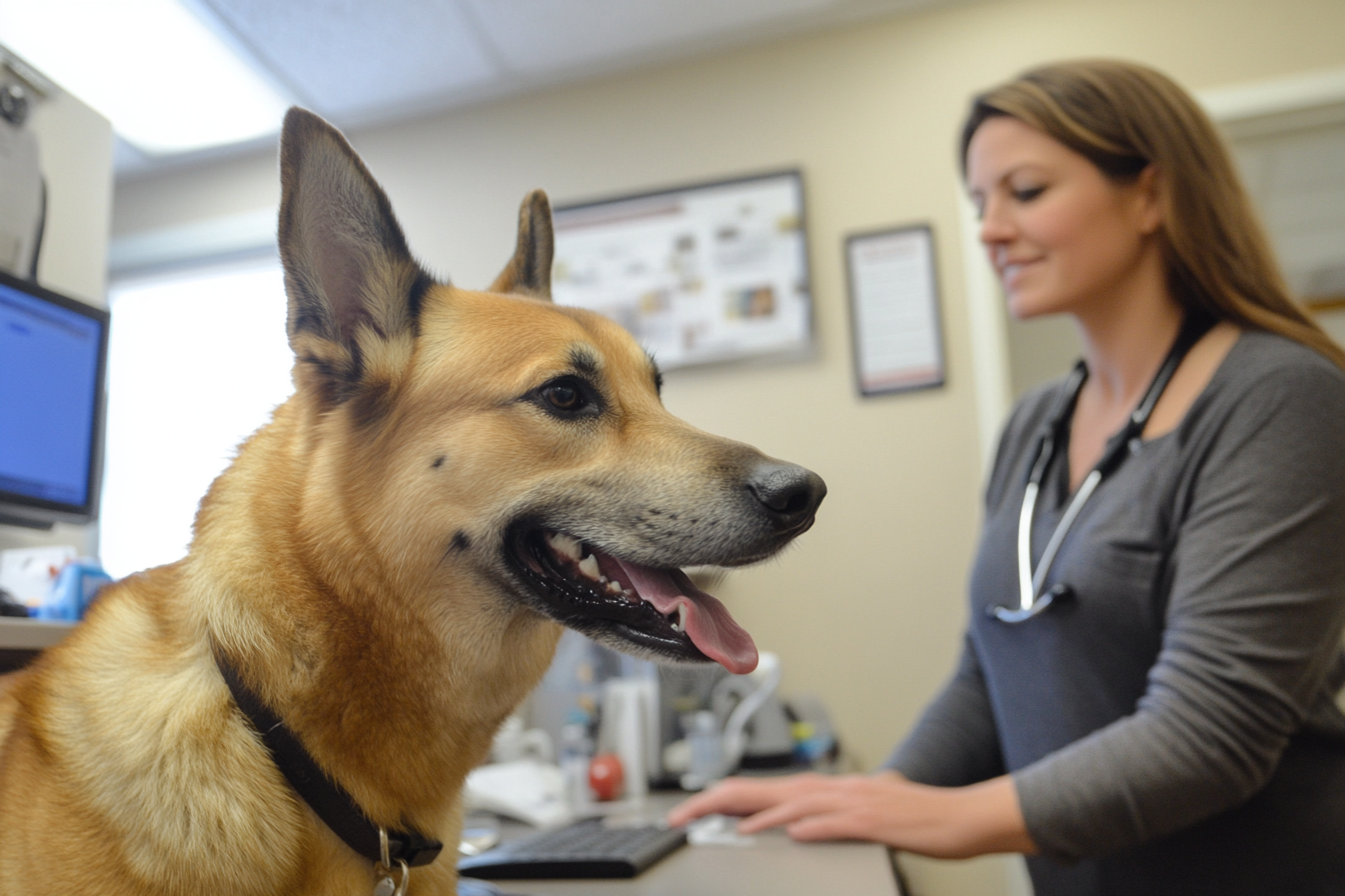 A vet examining a dog | Source: Midjourney