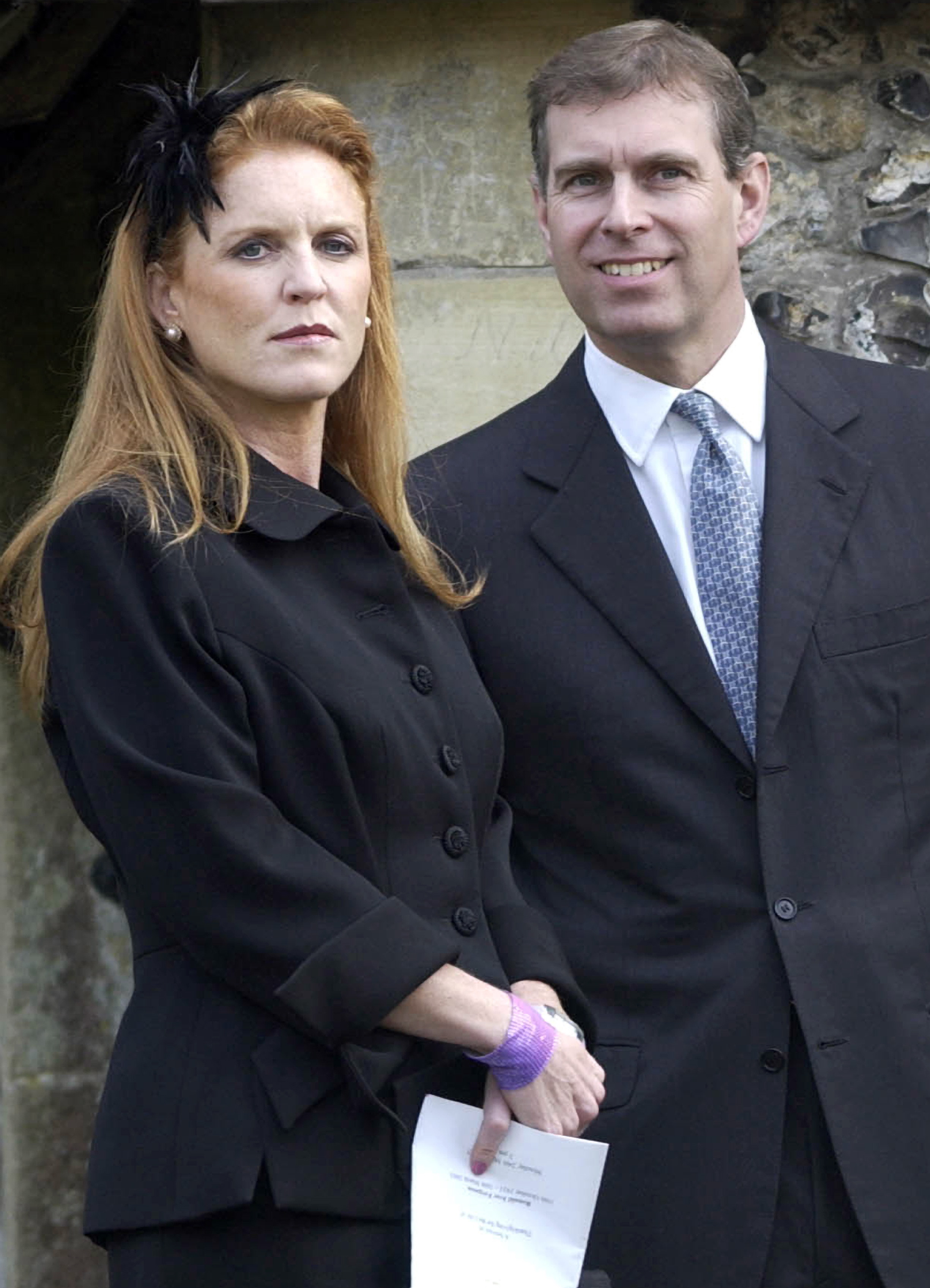 Sarah Ferguson and Andrew Mountbatten-Windsor at a memorial service for Major Ronald Ferguson on March 24, 2003. | Source: Getty Images