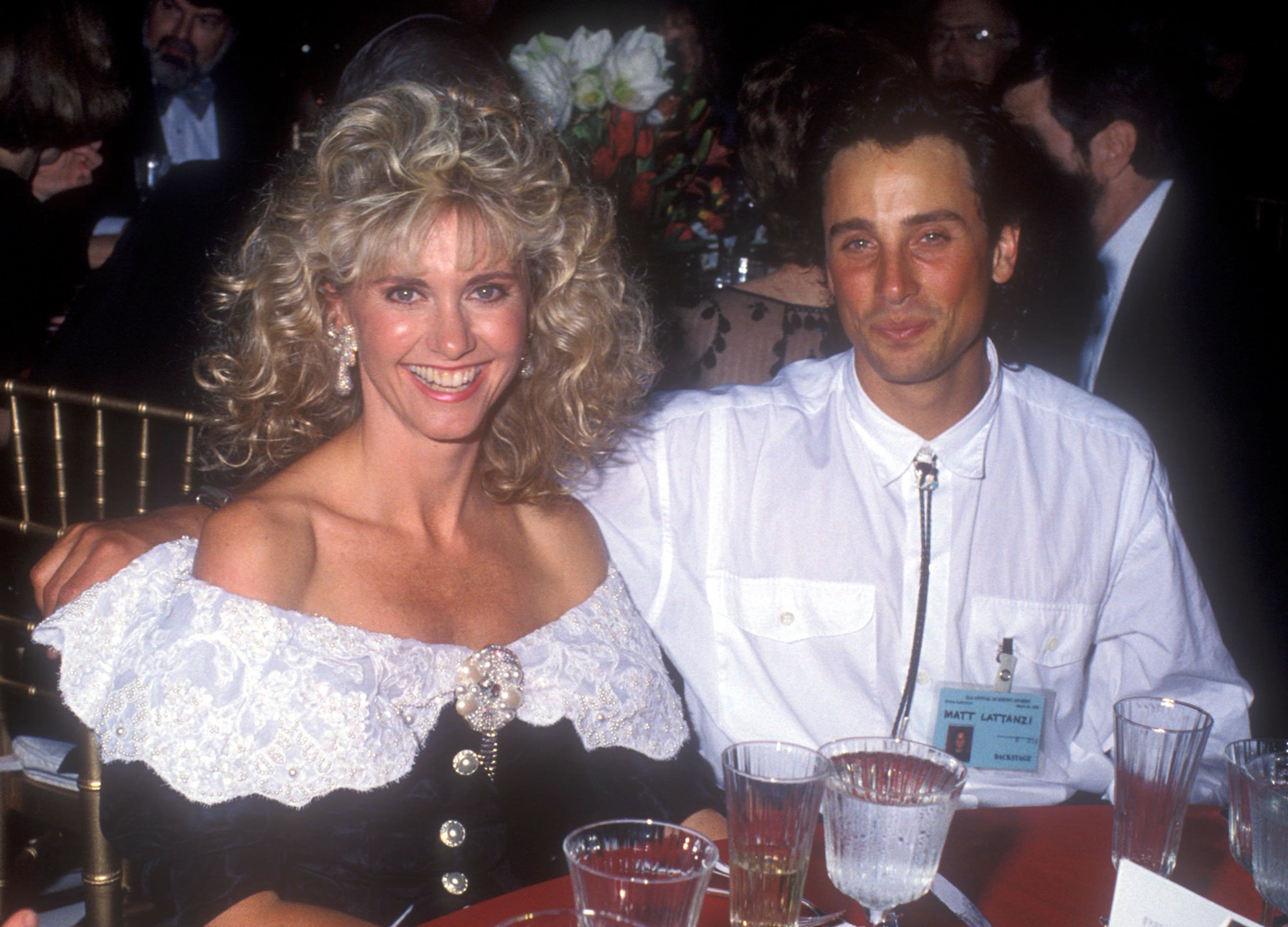 Olivia Newton-John and Matt Lattanzi during 61st Annual Academy Awards - Governor's Ball at Shrine Auditorium in Los Angeles, California, United States in 1989 | Source: Getty Images