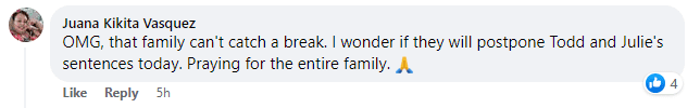 A comment by a concerned fan of the Chrisley family on the Facebook post announcing Grayson's car wreck on November 21 | Source: Facebook.com/TMZ
