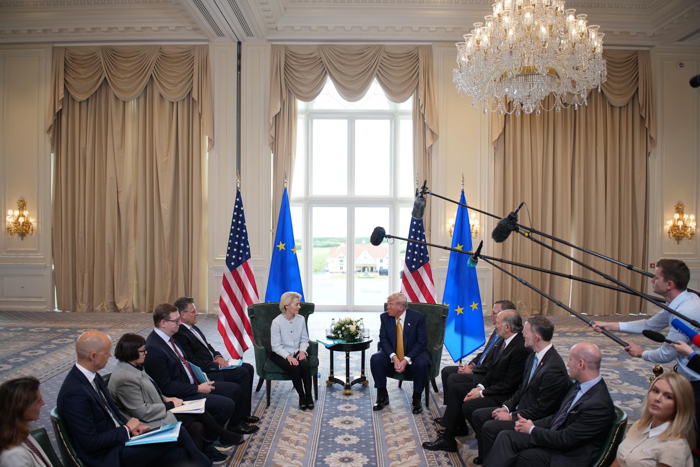 President of the European Commission Ursula von der Leyen meets with President Donald Trump at Trump's new golf club in Turnberry, Scotland on July 27, 2025 | Source: Getty Images