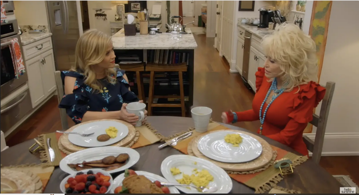 Dolly Parton speaks with Reese Witherspoon at her home on July 17, 2018 | Source: Youtube.com/@ReeseWitherspoon
