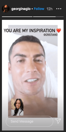 Georgina Rodríguez shares a photo of a video call she had with Cristiano Ronaldo on October 13, 2020 | Photo: Instagram Story/georginagio