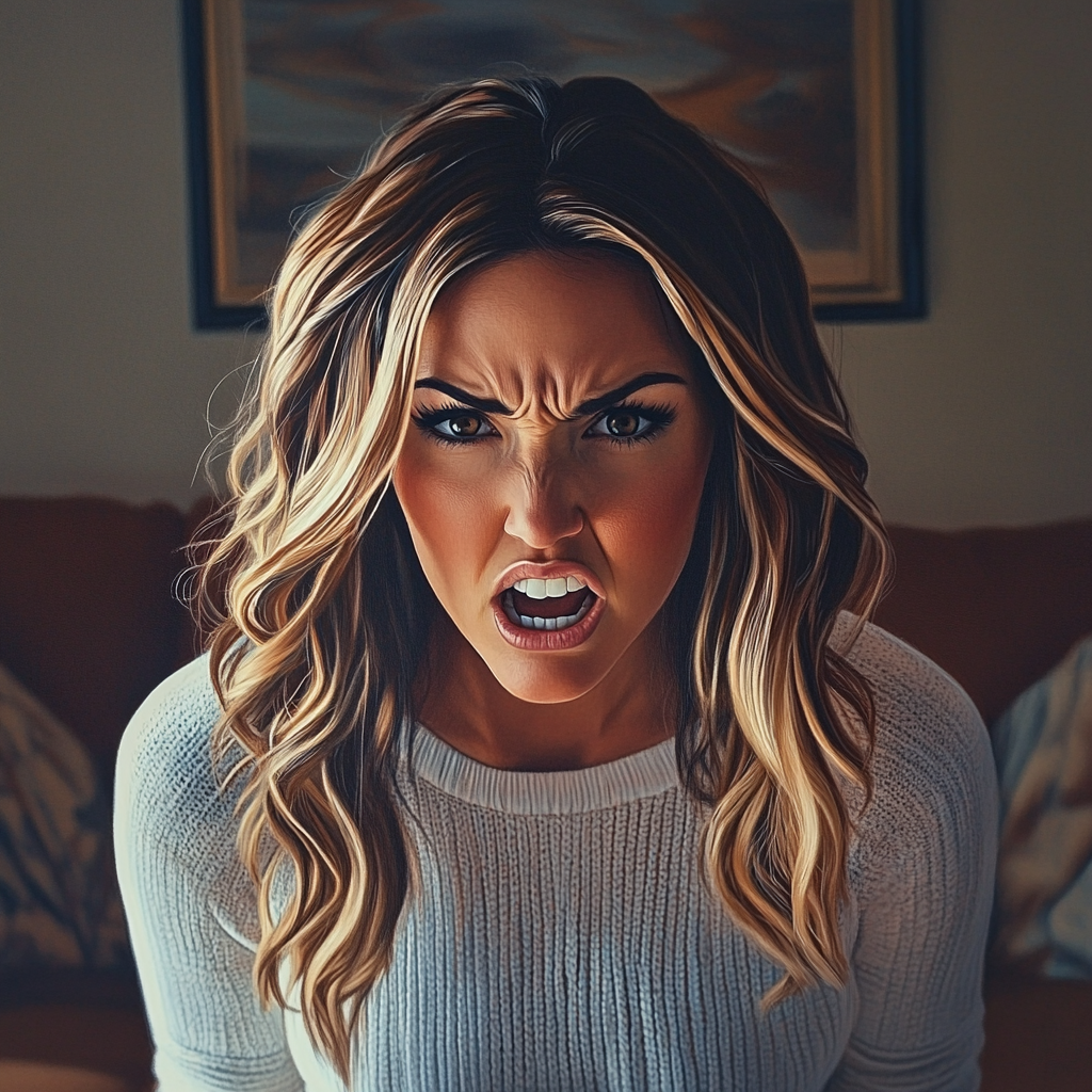 An angry woman yelling | Source: Midjourney