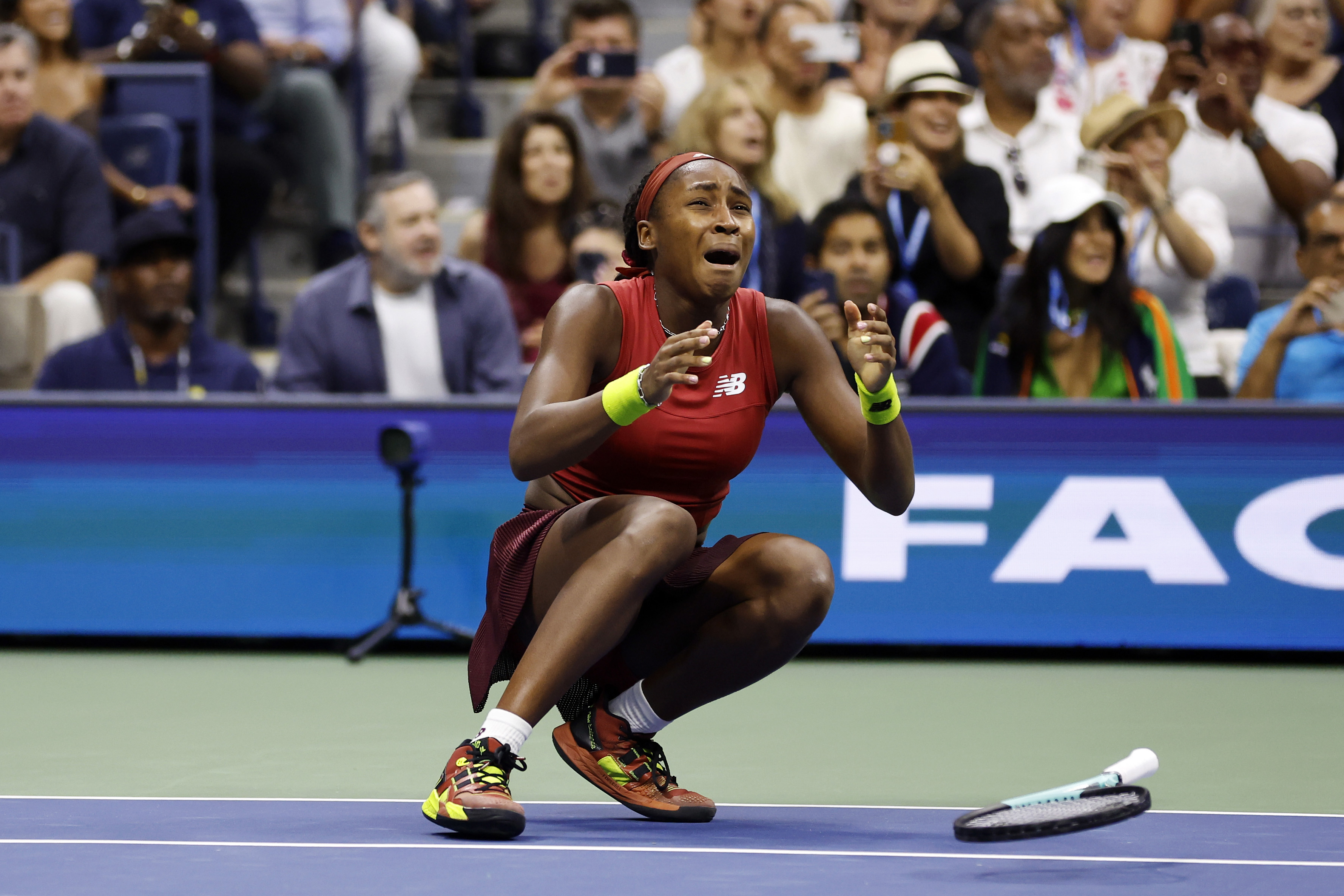 Coco Gauff after defeating Aryna Sabalenka to win her first grand slam during the US Open Tennis Championships in Queens, New York on September 9, 2023 | Source: Getty Images