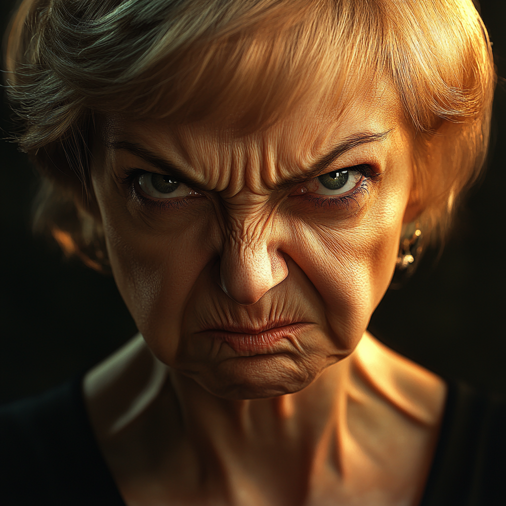 An angry senior woman | Source: Midjourney