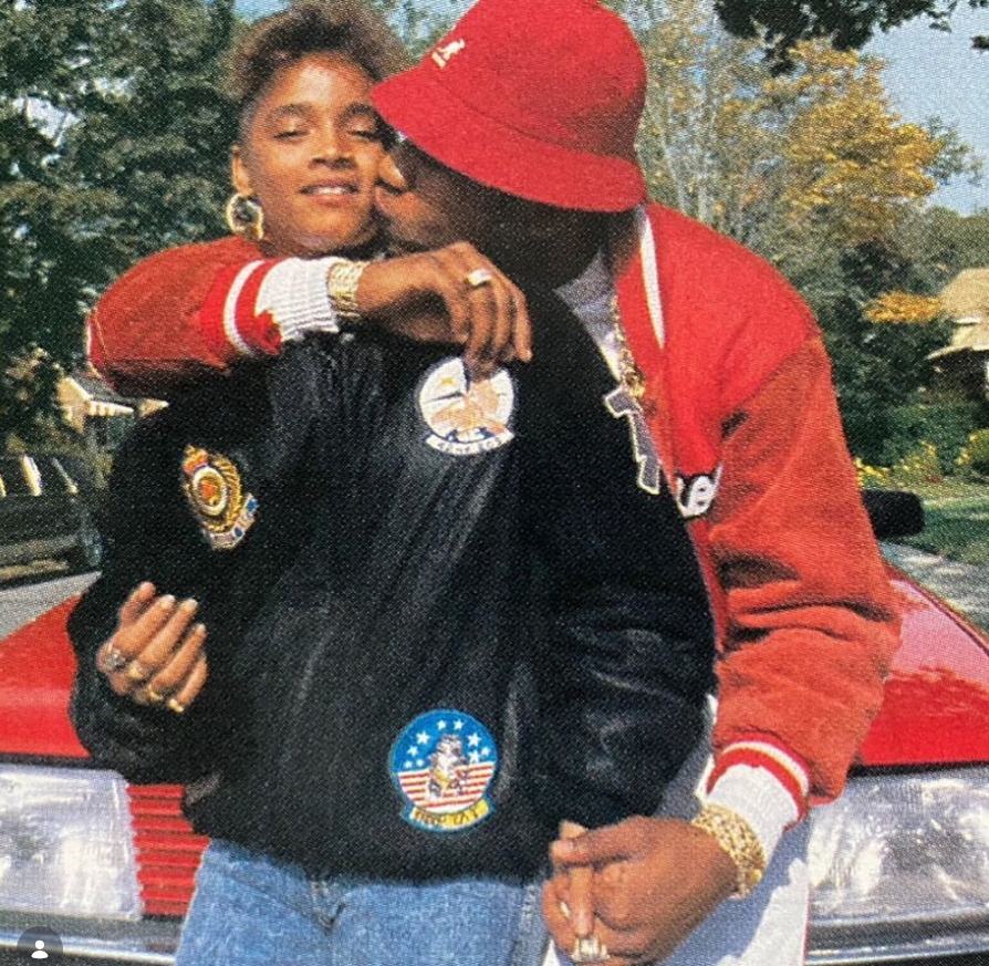In this throwback photo, a young LL Cool J wraps his arm around a young Simone Smith in a warm, affectionate moment, leaning in to kiss her cheek as she smiles softly. | Source: Instagram/sislovespurple