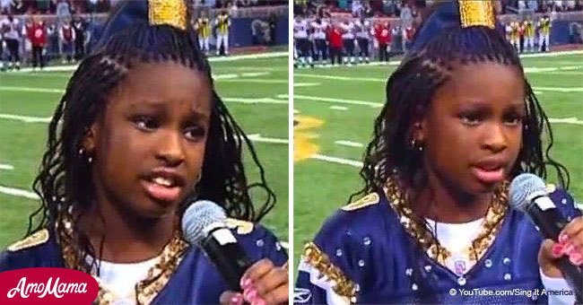 Nervous 9-year-old girl stunned the crowd with powerful national anthem performance