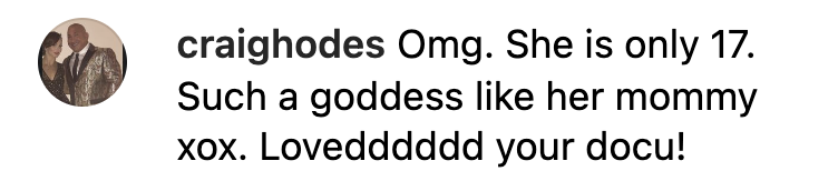 A fan's comment on Brooke Shields'' Instagram post. | Source: instagram.com/brookeshields