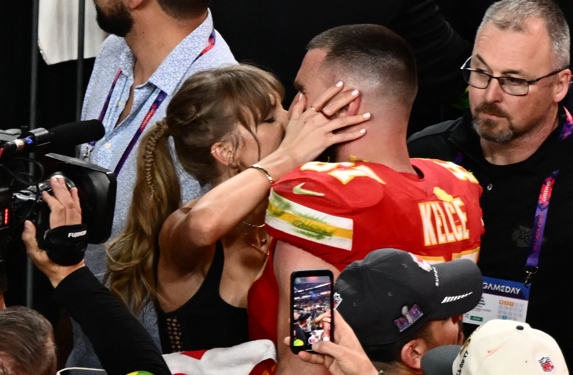 Taylor Swift and Travis Kelce photographed after the Chiefs won Super Bowl LVIII on February 11, 2024, in Las Vegas, Nevada. | Source: Getty Images