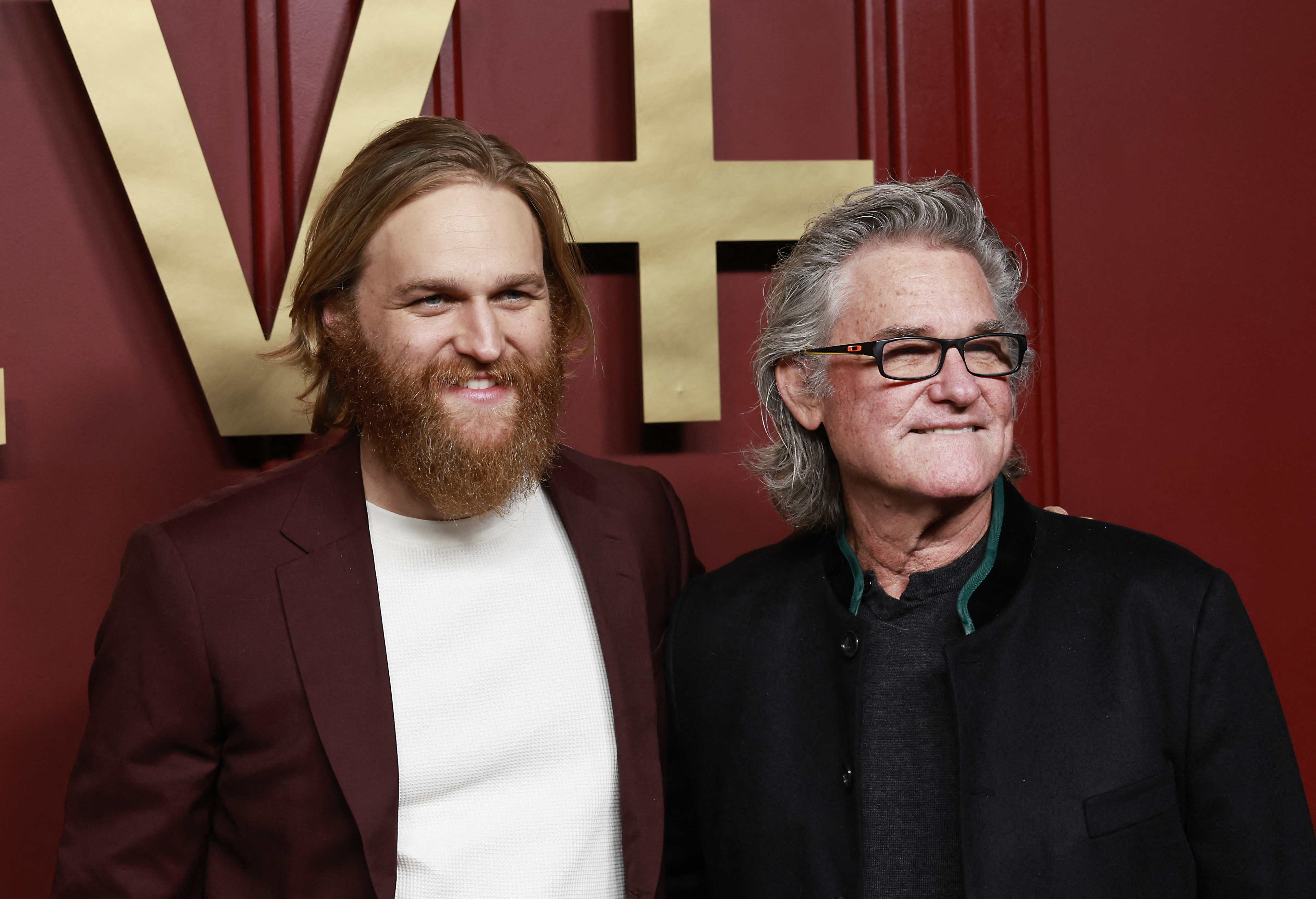 Kurt and Wyatt Russell at the Apple TV+ 75th Emmy Awards red carpet event in January 2024 | Source: Getty Images