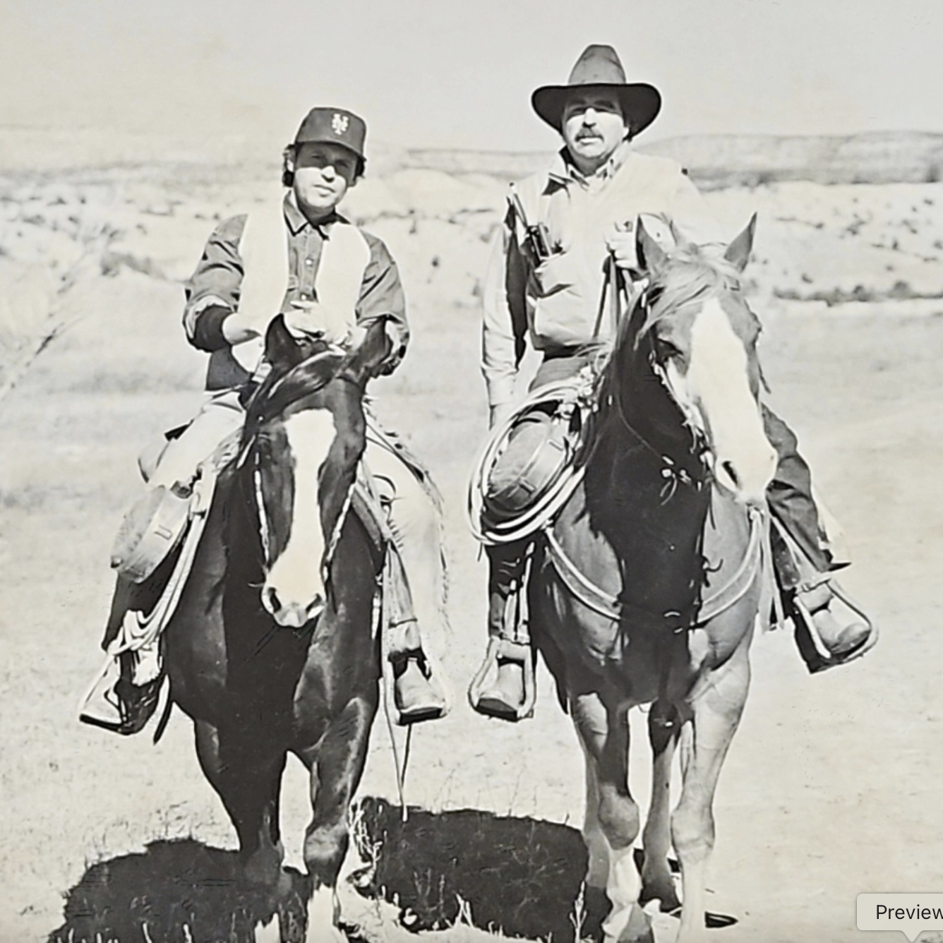 Jack Lilley and an unidentified man are seen riding horses, in a photo shared on March 20, 2025 | Source: Facebook/savanah.hock