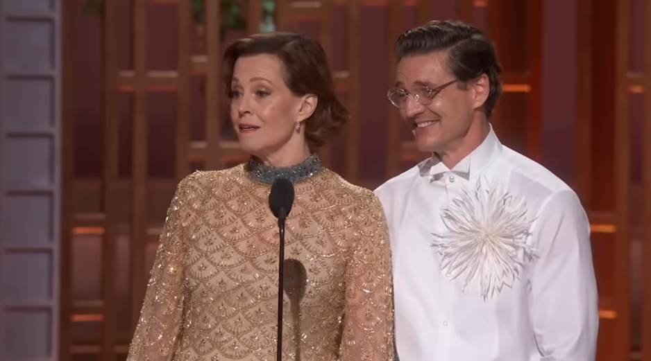 Sigourney Weaver and Pedro Pascal presenting the Best Production Design award at the 98th Academy Awards on March 15, 2026 | Source: YouTube/Star Wars