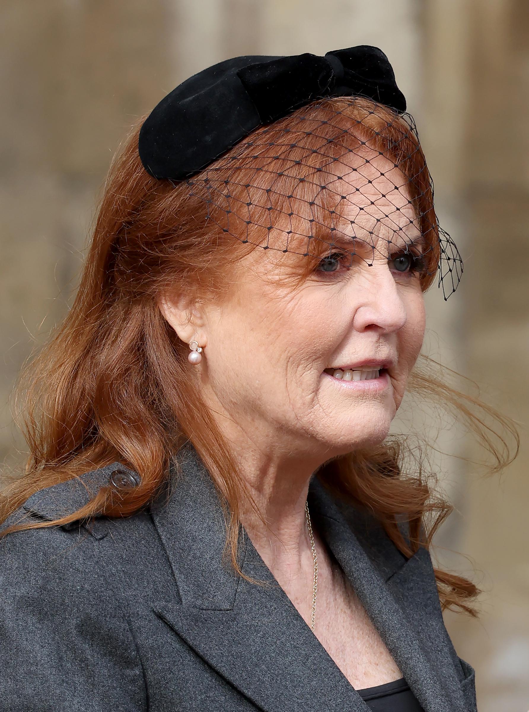 Sarah Ferguson attends the Thanksgiving Service for King Constantine of the Hellenes at St George's Chapel on February 27, 2024 in Windsor, England | Source: Getty Images
