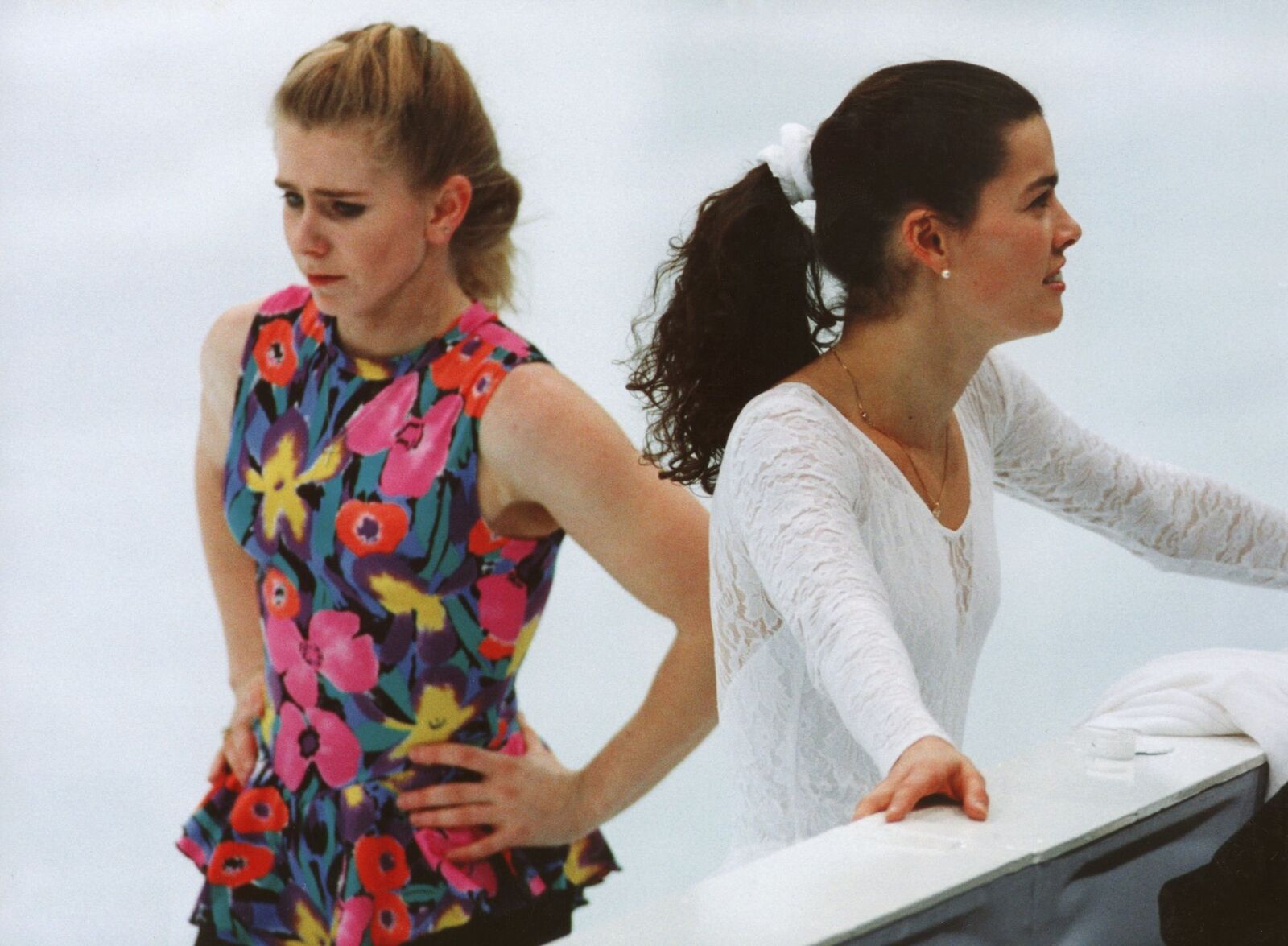Tonya Harding and Nancy Kerrigan training on February 17th, 1994 in Hamar a month after Kerrigan was attacked in Detroit | Source: Getty Images