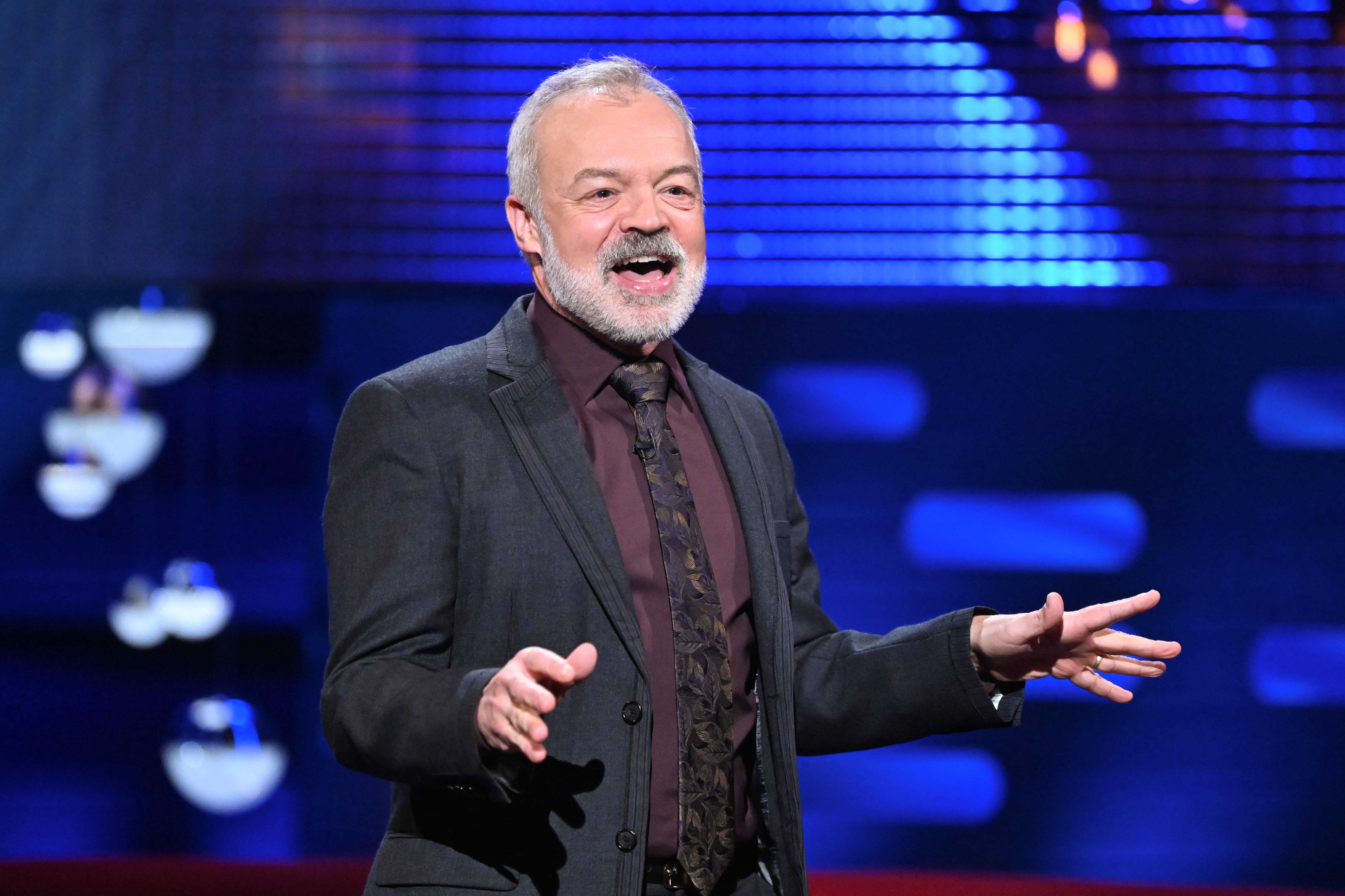 Graham Norton during the filming for the Graham Norton Show at BBC Studioworks 6 Television Centre on 18 January 2024 in London, England. | Source: Getty Images
