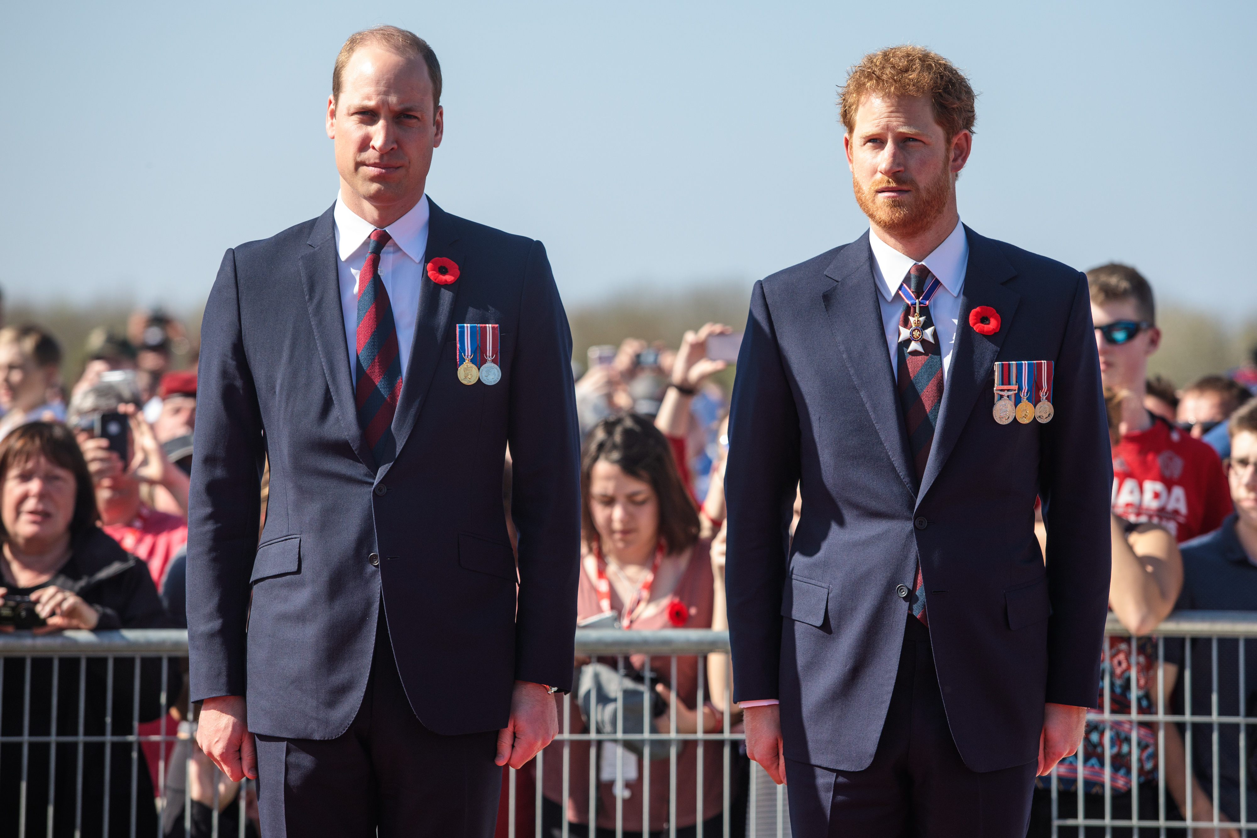 Prince William and Prince Harry arrive at the Canadian National Vimy Memorial on April 9, 2017, in Vimy, France. | Source: Getty Images