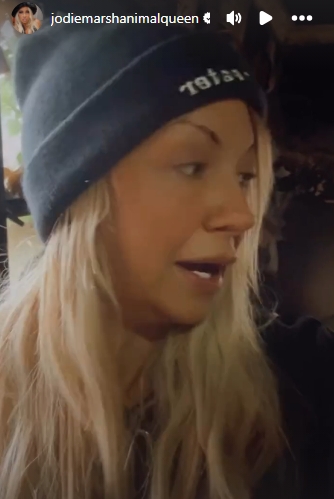 Jodie Marsh looked off-camera during a tense moment as she recalled the frantic efforts to put out the fire that engulfed the upper floor of her home. | Source: Instagram/jodiemarshanimalqueen