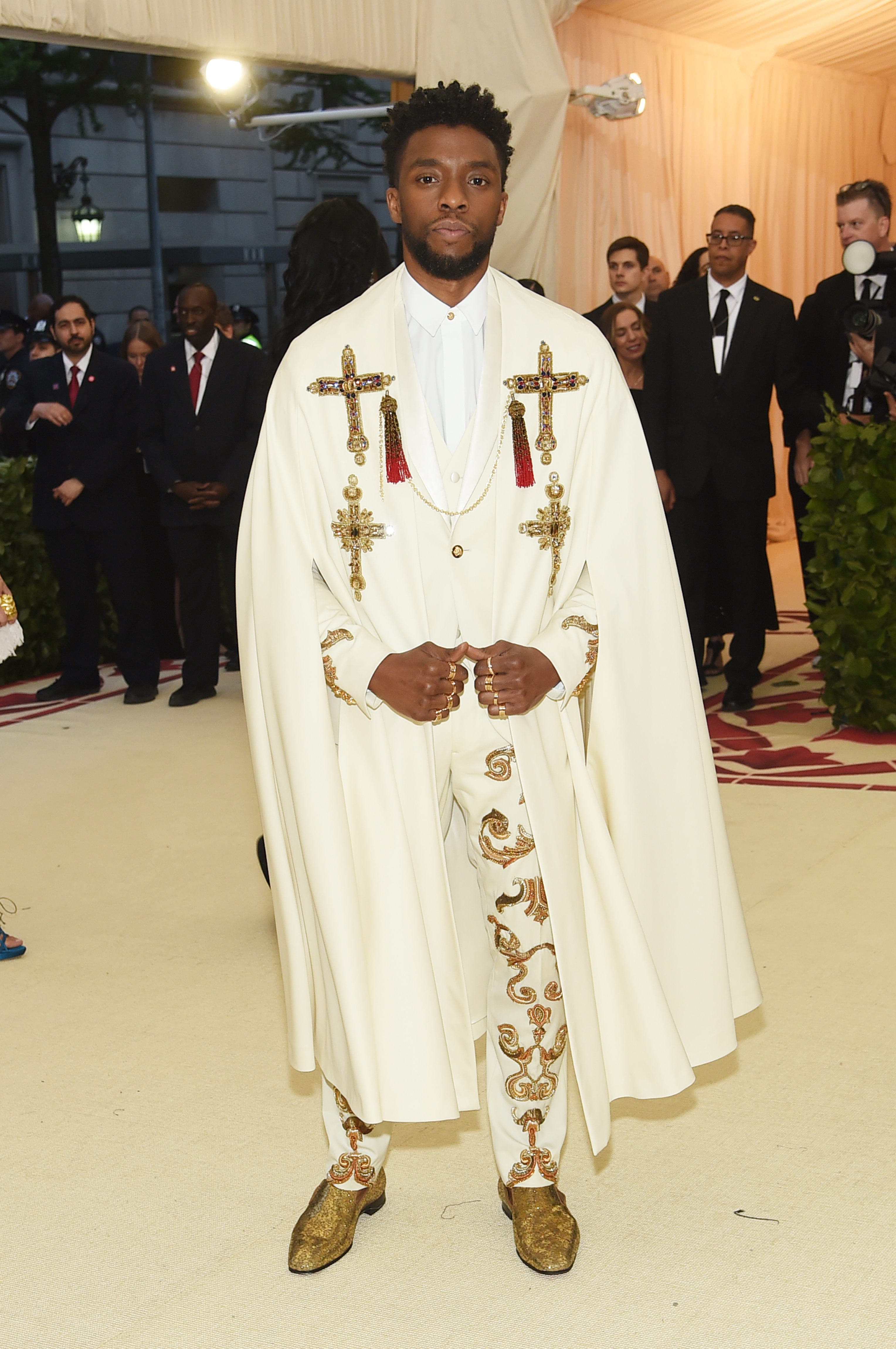 Chadwick Boseman attends the Heavenly Bodies: Fashion & The Catholic Imagination Costume Institute Gala at The Metropolitan Museum of Art in New York City, on May 7, 2018. | Source: Getty Images