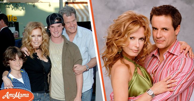 [Left] Tracey E. Bregman with her ex-husband and sons Landon and Austin; [Right] Tracey E. Bregman and Ronald Recht in a warm embrace on "The Young And The Restless" | Source: Getty Images