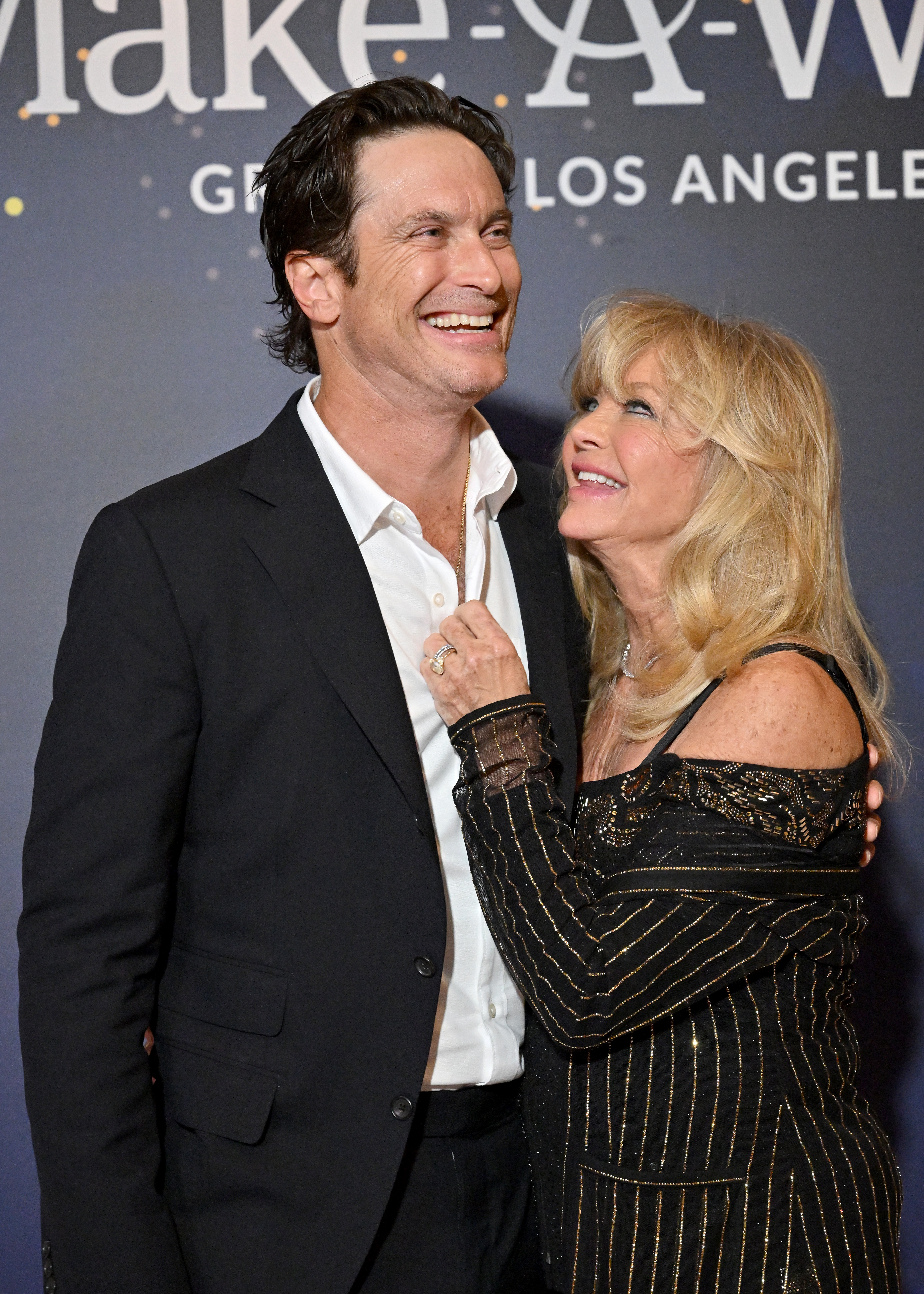 Oliver Hudson and Goldie Hawn attend Make-A-Wish Greater Los Angeles's Wish Gala at Fairmont Century Plaza on December 05, 2025