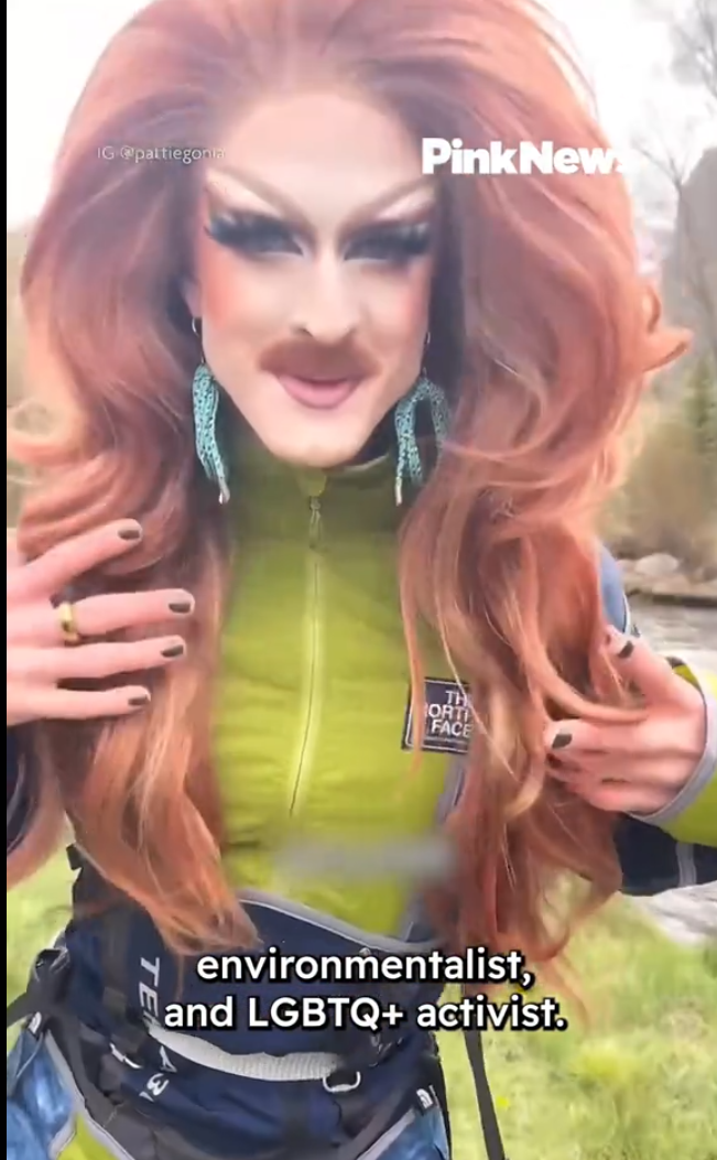 The environmentalist and LGBTQ+ activist, Pattie Gonia is seen in a lemon green dress and red hair, dated June 18, 2025| Source: TikTok/PinkNews