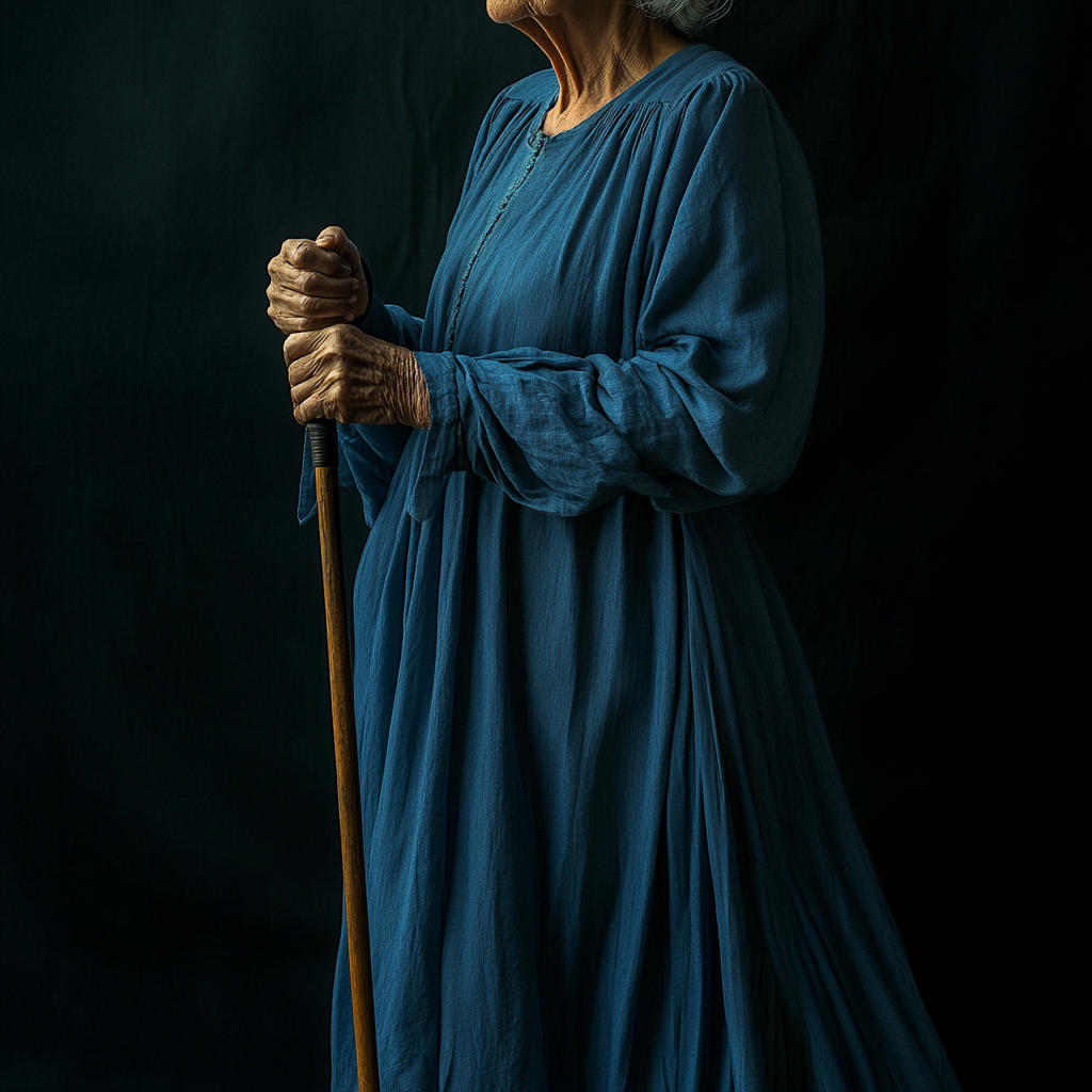 An old woman holding a cane | Source: Midjourney