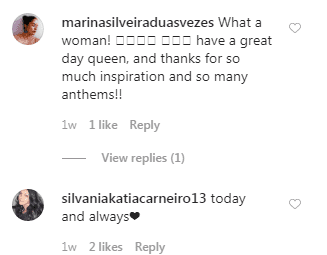 Fan comments on Shania Twain's social media post wishing women a happy International Women's Day on March 8, 2020. | Source: Instagram/shaniatwain.