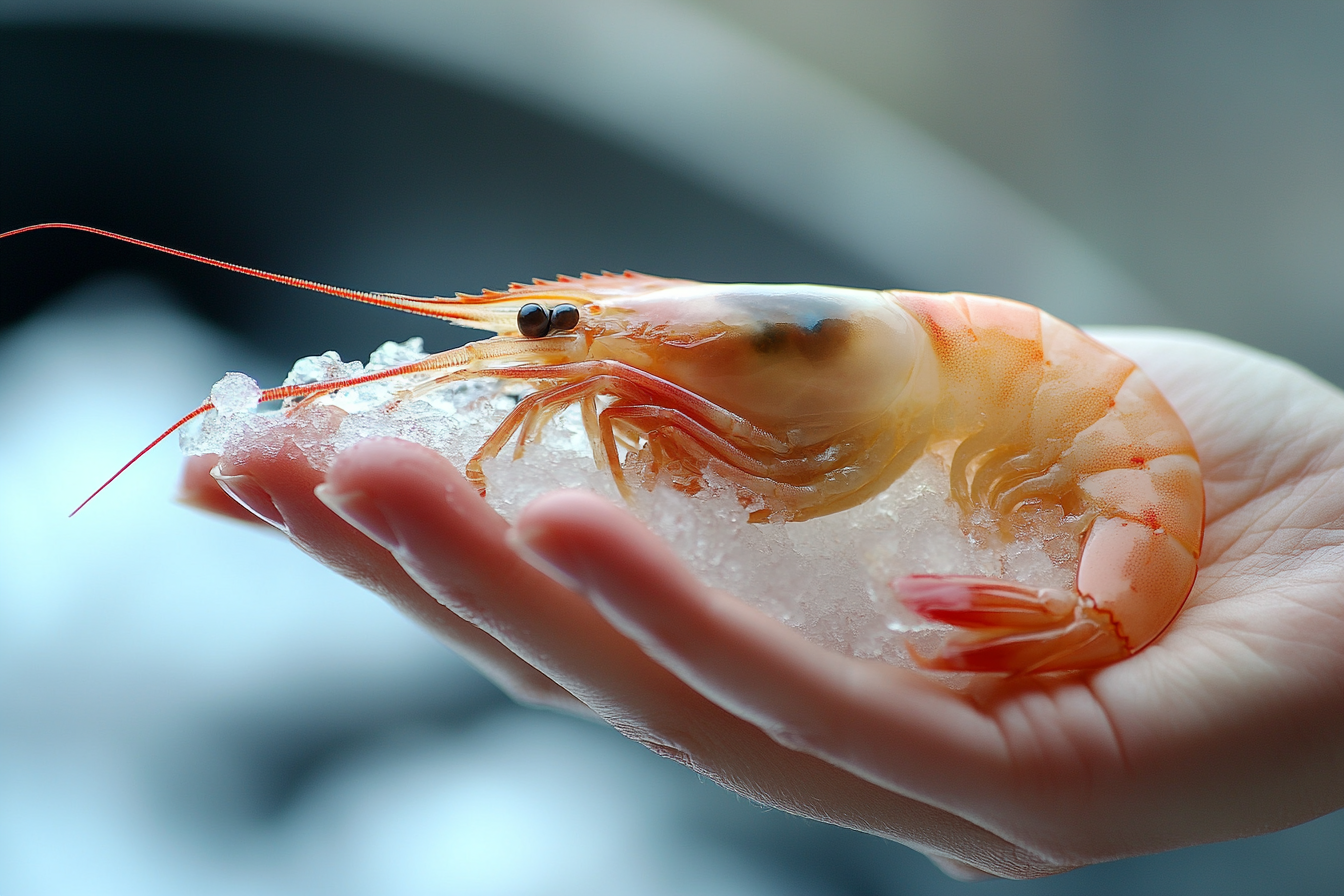 A woman holding a frozen shrimp | Source: Midjourney