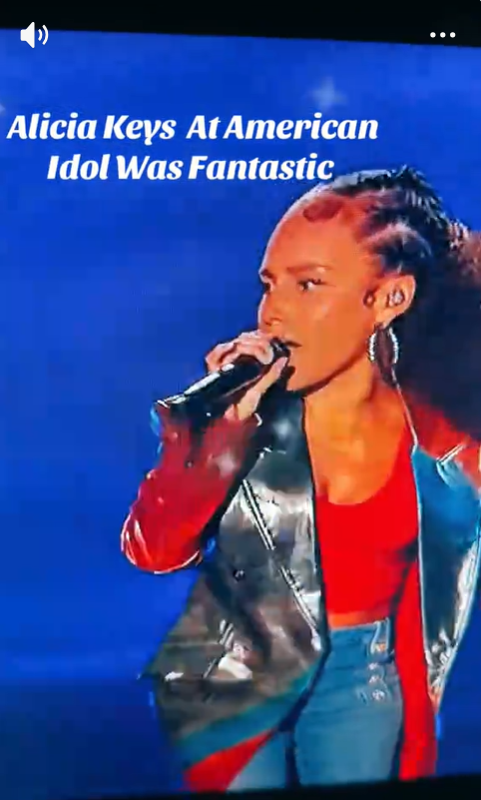 Alicia Keys performs during the 2026 “American Idol” finale, holding a microphone as she sings onstage. | Source: TikTok/the.eye.spy.news.c