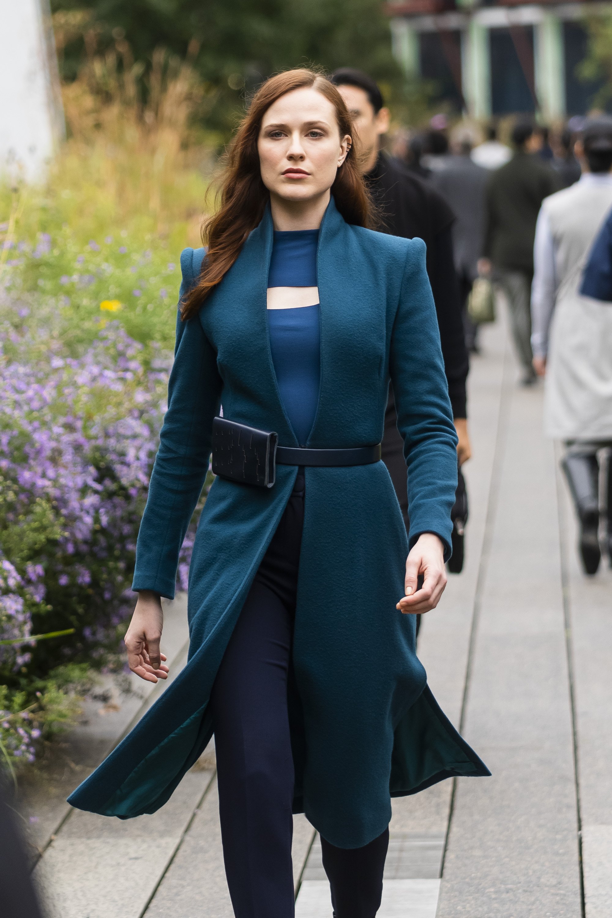 Evan Rachel Wood is seen filming "Westworld" on the Highline on October 05, 2021, in New York City. I Source: Getty Images