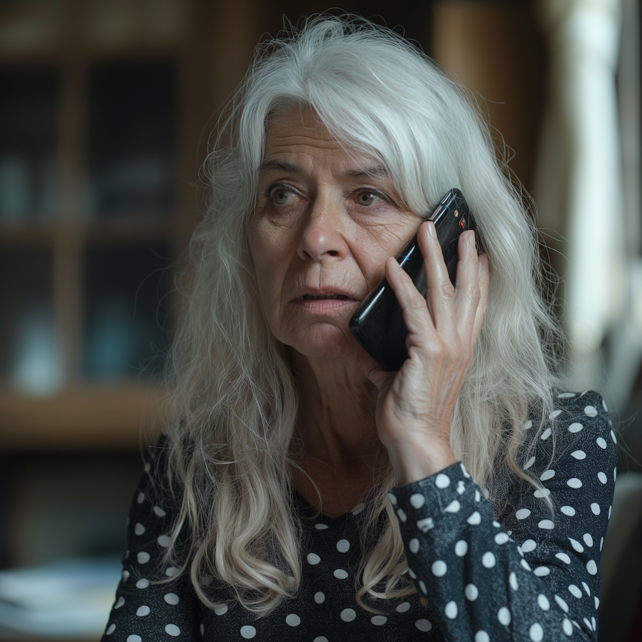 An older woman on a phone call at home | Source: Midjourney