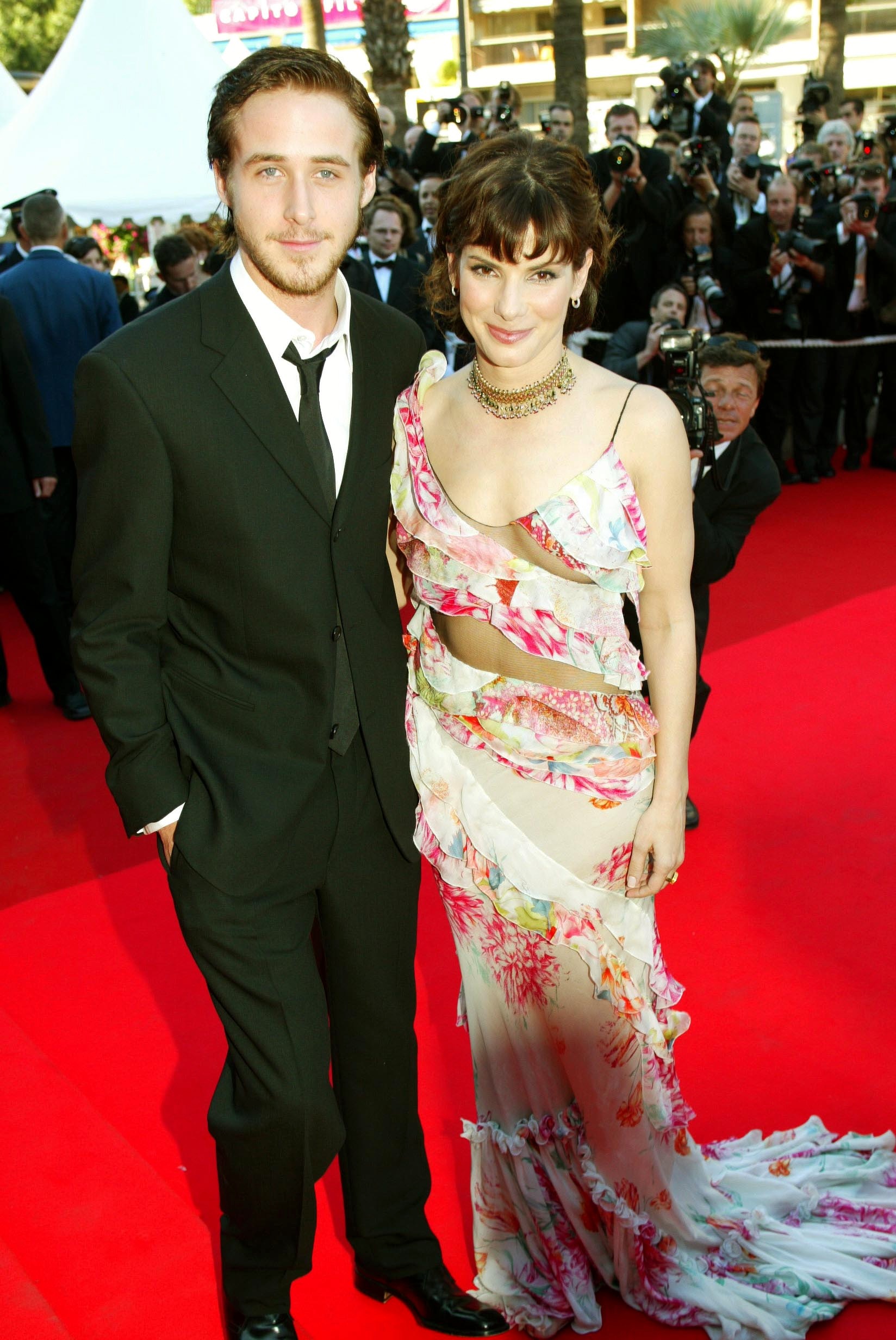Ryan Gosling and Sandra Bullock at the 55th Cannes Film Festival in Cannes, France, on May 24, 2002 | Source: Getty Images