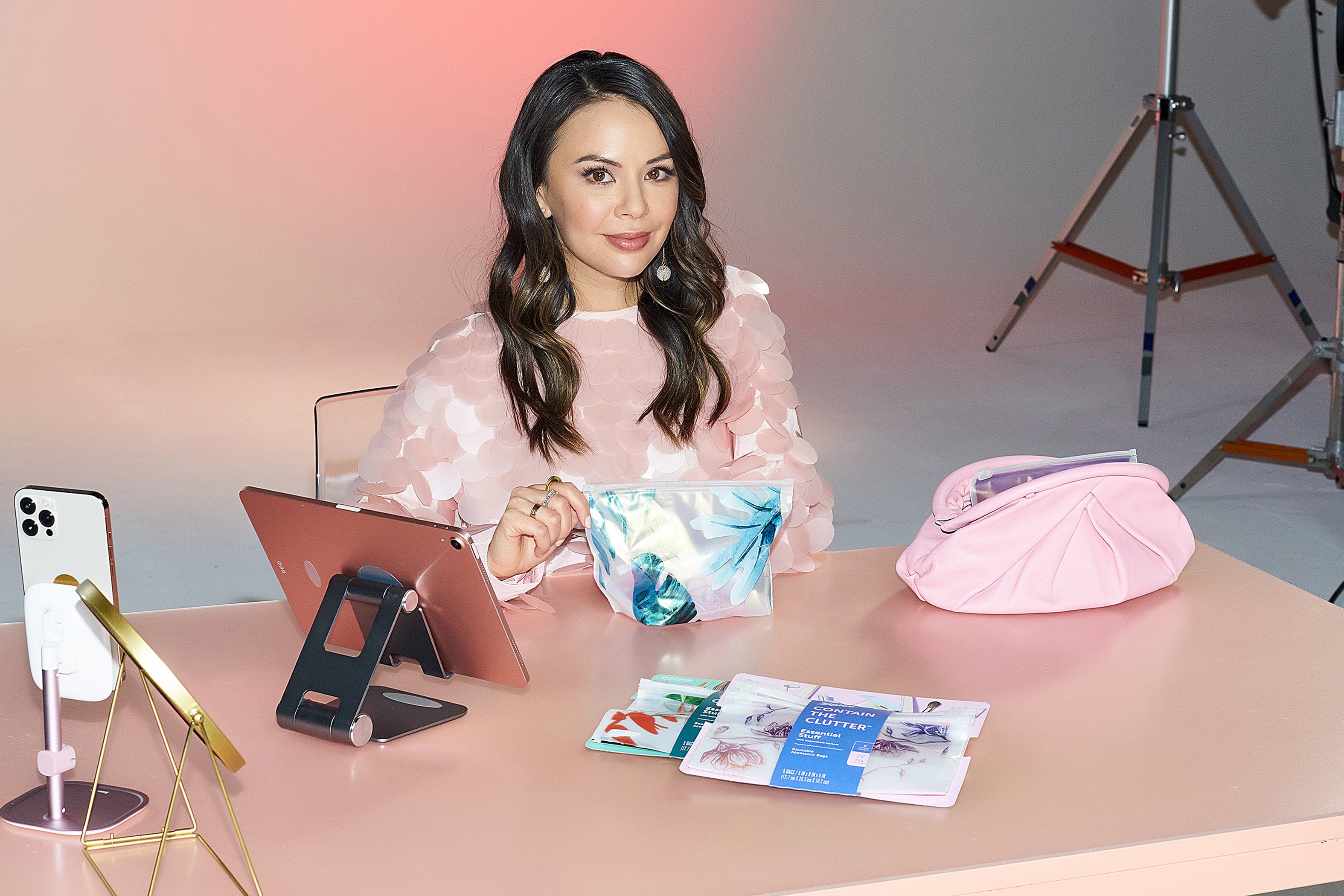 Janel Parrish poses for Ziploc's Hot Mess Make up line and Accesory bags | Photo: Michael Simon 