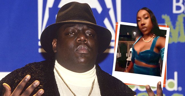 Notorious B.I.G. at the 1995 Billboard Music Awards, December 6, 1995 (left) and T'yanna Wallace showing off her baby bump in an Instagram update (right) | Source: Getty Images, instagram.com/tyanna810