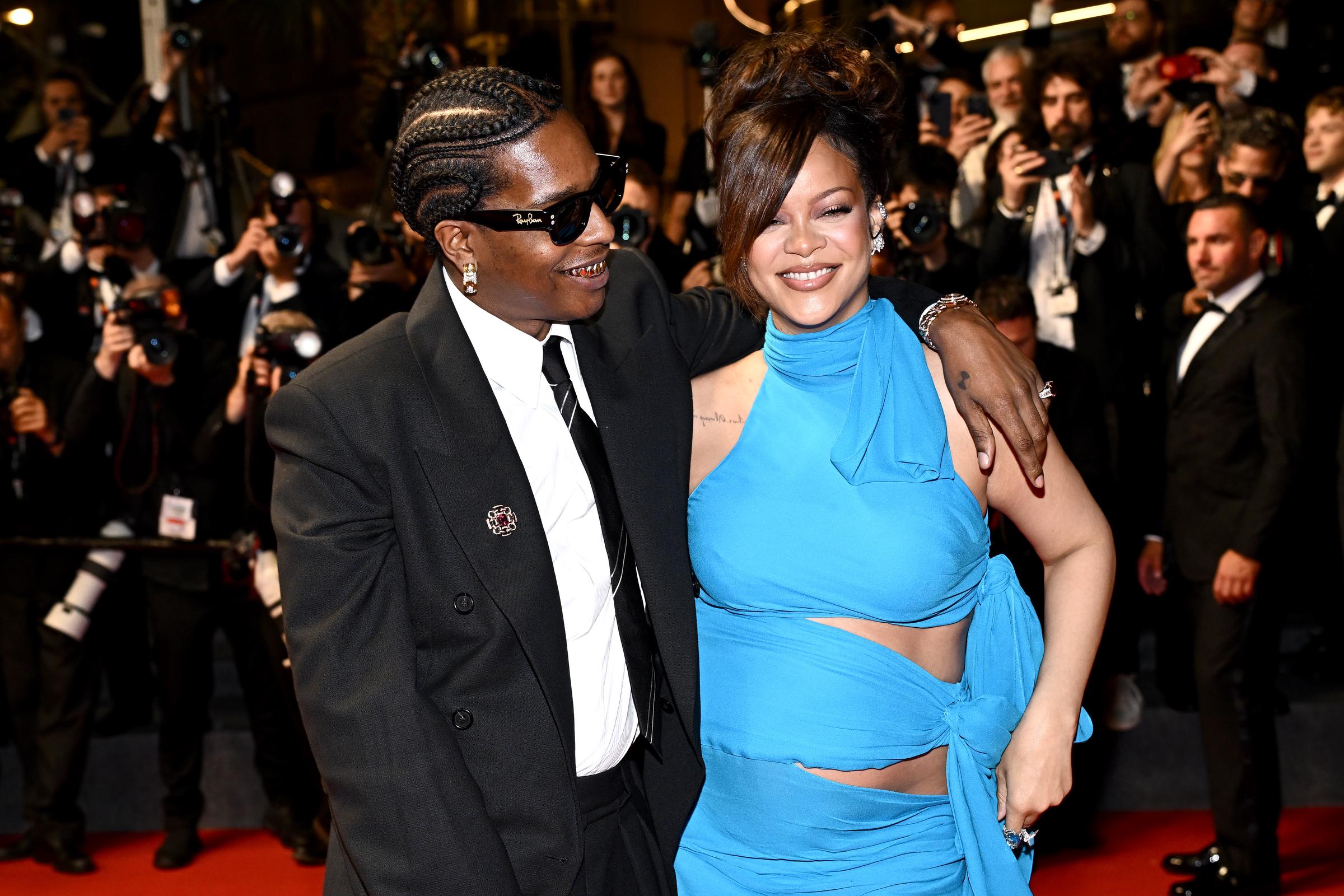 A$AP Rocky and Rihanna at the "Highest 2 Lowest" red carpet at the 78th annual Cannes Film Festival at Palais des Festivals in Cannes, France, on May 19, 2025 | Source: Getty Images