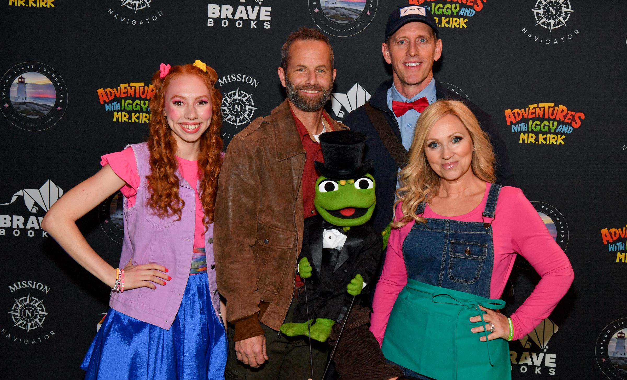 Alexis Tonkin, Kirk Cameron, Iggy, John Kennedy, and Leigh-Allyn Baker at the "Adventures of Iggy And Mr. Kirk" premiere on November 14, 2024, in Nashville, Tennessee | Source: Getty Images