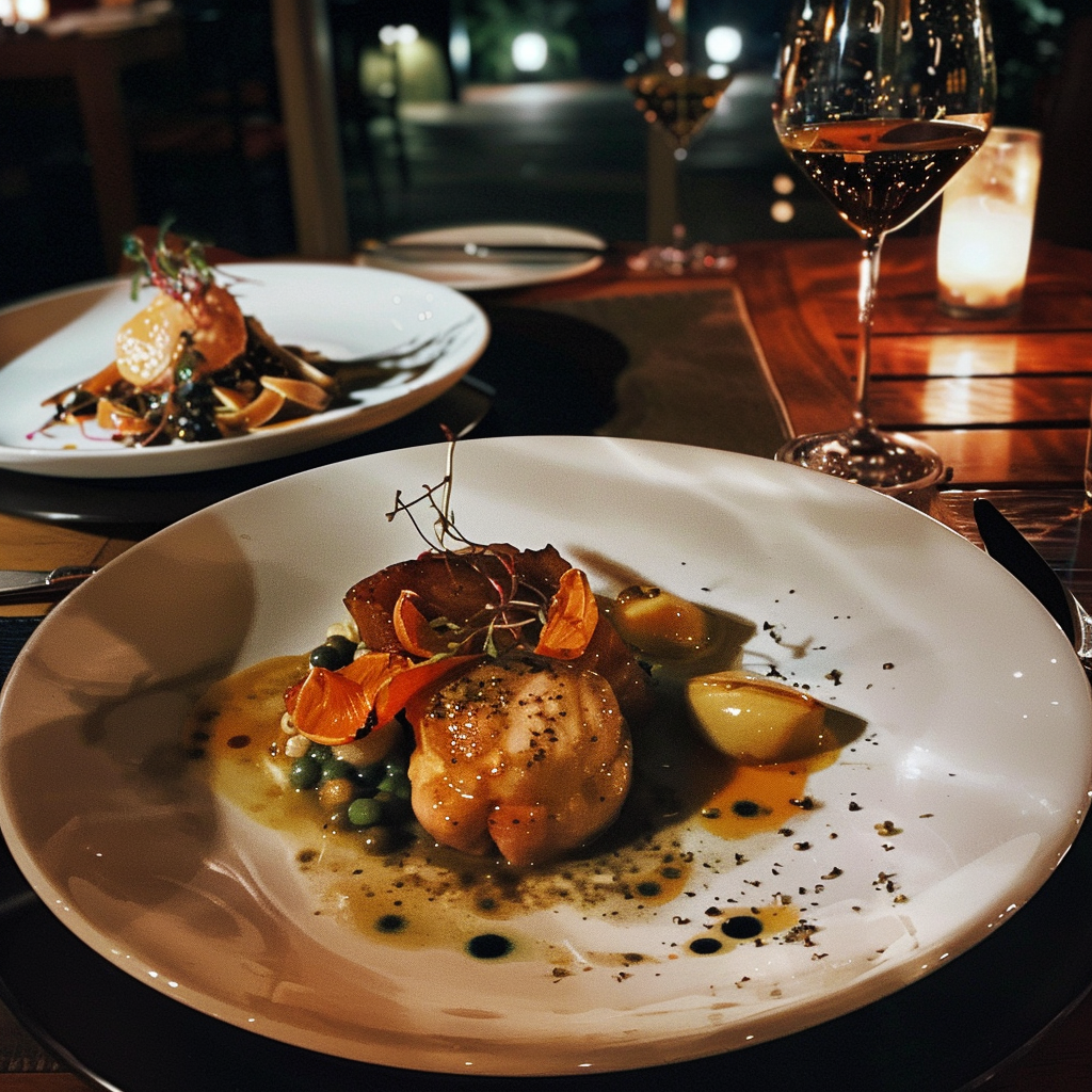 Plates of food at a restaurant | Source: Midjourney