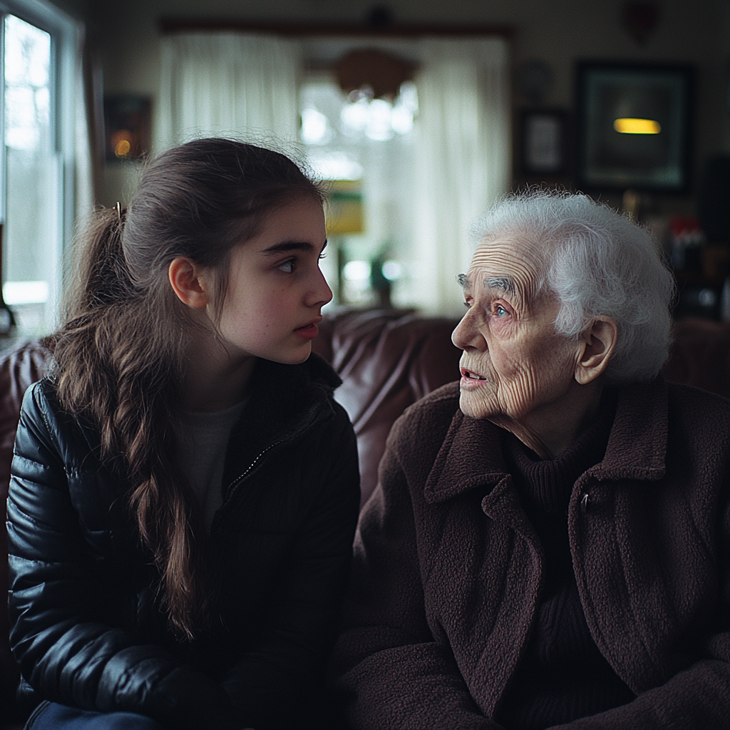 A young woman and an older one conversing | Source: Midjourney