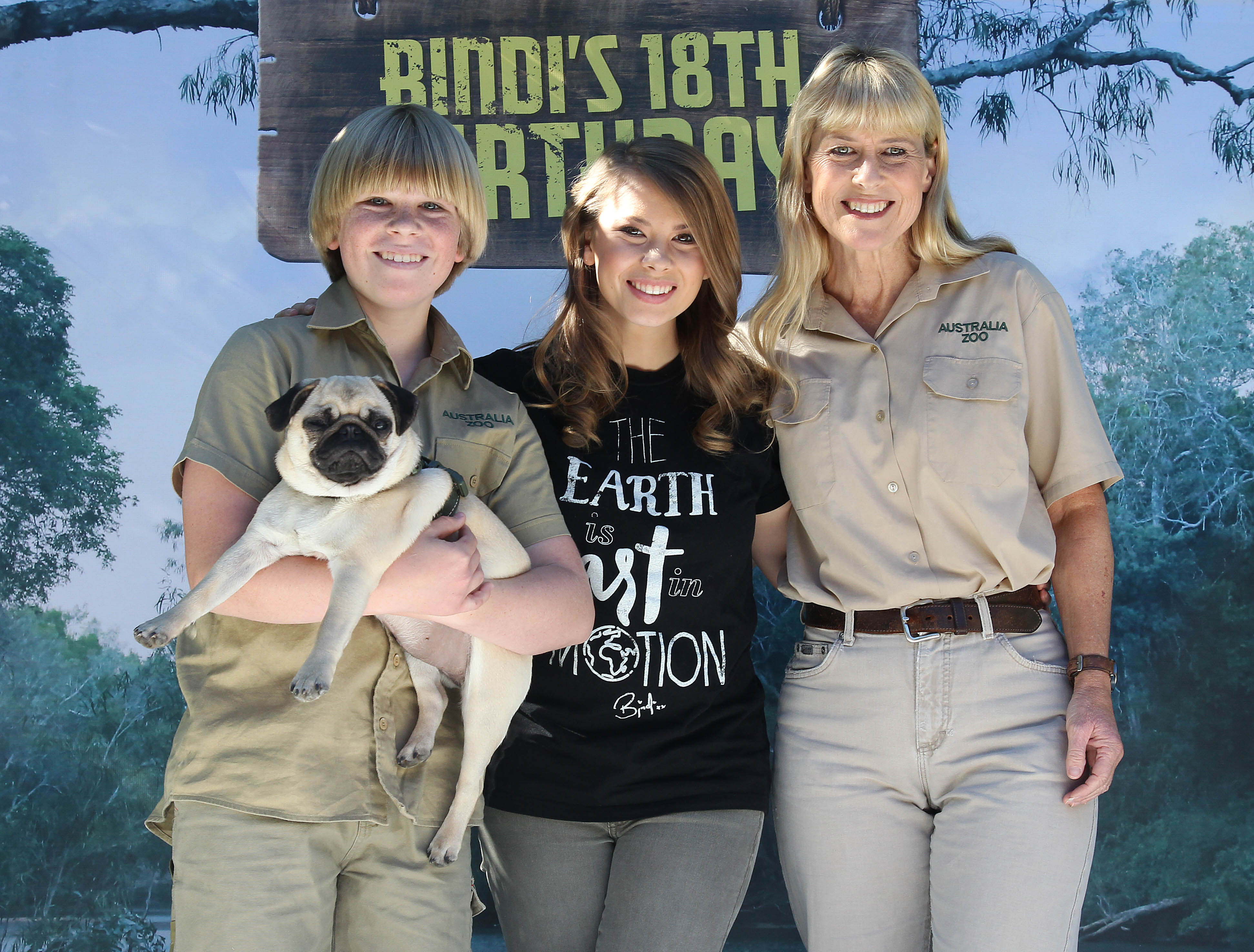 Bindi Irwin pictured at Australia Zoo for her 18th Birthday celebrations along with her mother Terri Irwin, brother Robert  July 24, 2016| Photo: Getty Images