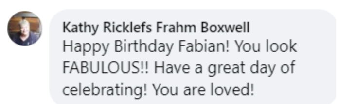 A well-wisher calling Fabian "fabulous" on his 80th birthday. | Source: Facebook.com/Fabian