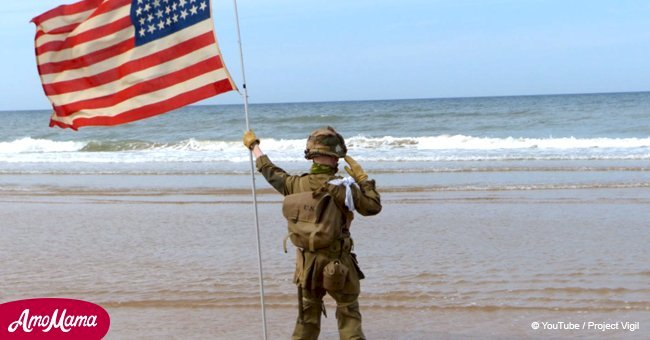 Little boy was standing for about 1.5 hours saluting the flag in honor of late fighters