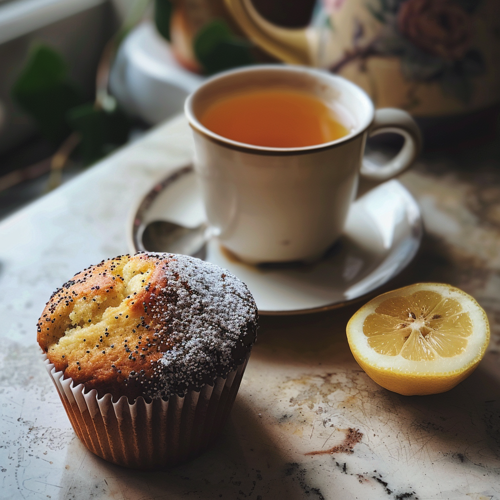A cup of tea with a muffin | Source: Midjourney