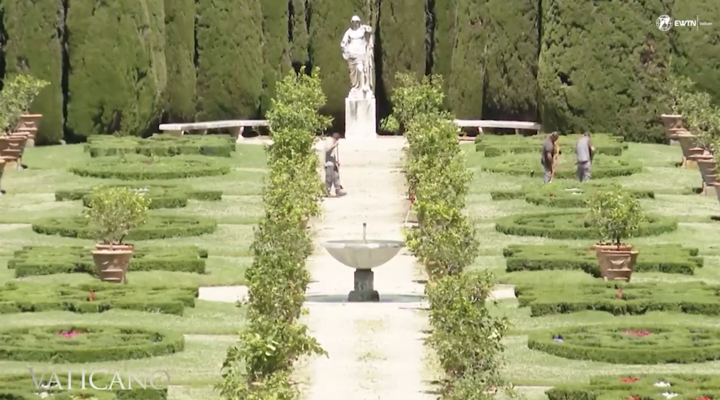 Gardens of Villa Barberini pictured in Castel Gandolfo, dated July 2025 | Source: YouTube/EWTN